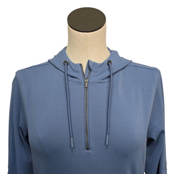 Athleta Womens‎ Venice Moto Hoodie Jacket Size XS Cottage Blue Pleated 1/4 Zip - Picture 7 of 10